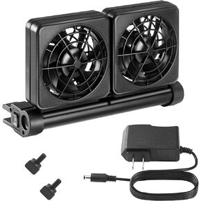 Aquarium Chillers, Fish Tank Cooling Fan System 2-Head Wind Power and Angle Adjustable Clip On Chiller, 2 Gears for Control (2-Head)