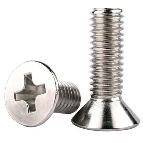 50Pcs #6-32 x 3/8" UNC Phillips Flat Countersunk Head Machine Screws, 304 Stainless Steel 18-8, Full Thread, Coarse Thread