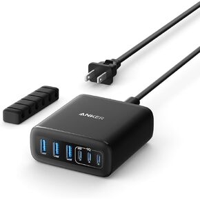 Anker USB-C Charger, 1 1 2W Max 6-Port Charging Station, for iPhone 15/14/13/12 Series, MacBook Air, Pixel, Galaxy, iPad and More (Cable Not Included)-White