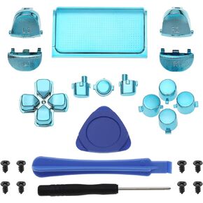 24PCS Full Set Buttons Repair Kit Compatible with PS4 Pro 040 Controller Dpad R1 L1 R2 L2 Triggers Touchpad Action Share Options Home Buttons with Tools Blue
