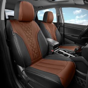 FREESOO Leather Car Seat Covers - Premium Waterproof Faux Leather Car Seat Covers Full Set - Full Coverage Universal Automotive Seat Covers for Most 5 Seater Sedan SUV Pick-up Truck - Black