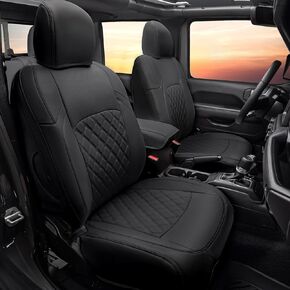 GIANT PANDA Customized Fit Gladiator Seat Covers for Jeep Gladiator JT Sport Rubicon Mojave Willys Freedom 2020 2021 2022 2023 2024 Without Rear Cup Holder,Faux Leather - (Black)