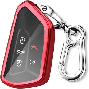 QBUC for Volkswagen Key Fob Cover with Keychain,Car Key Case fit for VW ID.4 Golf 8 MK8 GTI ID.3 Seat Leon MK4 Skoda Octavia