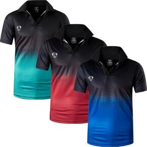 jeansian Men's 3 Packs Ourdoor Sport Quick Dry Polo T-Shirt Tee Tshirt Golf Tennis Bowling Fit LSL195