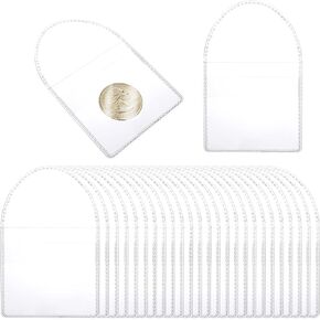TIESOME Single Pocket Coin Sleeves Holders, 50PCS 2 Inch Individual Pocket Coin Flips Plastic Coin Protectors Clear Coin Pouch Coin Collecting Supplies for Coins Jewelry and Small Items