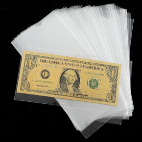 100 Pieces Dollar Bill Sleeves, Money Sleeves for Cash Clear Paper Money Holder Currency Sleeves Protector Bag Money Saving Envelopes Coin Holders for Collectors (6.3x2.9Inch)