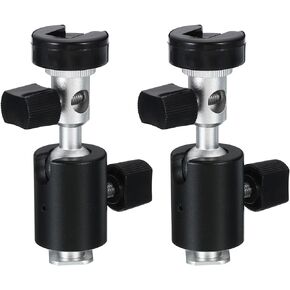 PATIKIL Camera Flash Bracket, 2 Pack C-Shape Light Stand Adapter 360° Swivel Adjustable Umbrella Holder for 1/4" to 3/8" Lamp Mount Tripod, Black