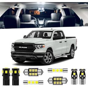 12-Pieces Ram Interior LED Light Kit for 2019 2020 2021 Dodge Ram 1500 2500 3500 White 6000K Interior LED Lighting Package + License Plate Lights, Install Tool