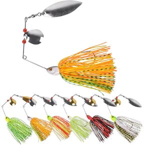 Spinner Baits Fishing Lures, 6pcs Spinnerbait Bass Fishing Lures Kit Multicolor Buzzbait Chatter Baits Bass Lures Swim Jigs for Pike Trout Salmon Freshwater Saltwater Fishing