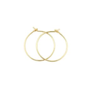 5/8 Inch Thin Small Solid 14k Yellow Gold Sleeper Hoop Earrings