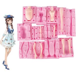 7 Pieces Fondant Doll Soft Candy Doll Body Mold 3D Arm and Leg Cake Molds DIY Clay Soft Epoxy Resin Silicone Mould Baking Tools