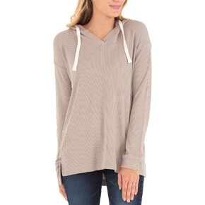 سترة بغطاء للرأس للنساء من Free Fly - نسيج حراري فائق النعومة من الخيزران الفسكوزي، قميص بغطاء للرأس وأكتاف منسدلة وأكمام طويلة للنساء in Kuwait