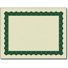 Metallic Border Parchment Certificate Paper - 250 Certificates - 8 1/2" x 11" - Premium Printable Blank Certificates (Green)