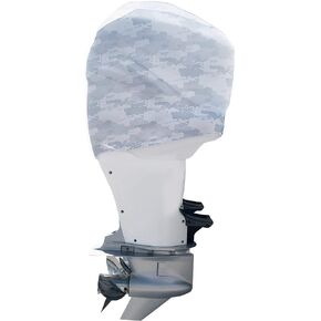 Grey Digital Camo Outboard Motor Cover for Yamaha 2.8 F150-200HP 2014-Present (Side Vents) | Made in USA to Stay on While You Run! | 106D