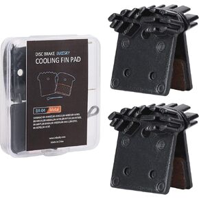 Inkesky 2 Pairs BR-04 Disc Brake Pads Compatible with Shimano J04C - Metal with Cooling Fin