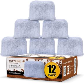 12-Pack Breville Water Filter BWF100 Replacement by Pureline, Compatible with Breville Espresso Machine