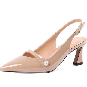 YODEKS Slingback Kitten Heels Women's Pointed Toe Low Heel Pumps 2.5 Inch Pearl Shoes US Size 5-13