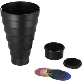 Andoer Elinchrom Snoot + Honeycomb Grid + Color Filters for Impact EX/Calumet Genesis/ Interfit EX Flash Strobe