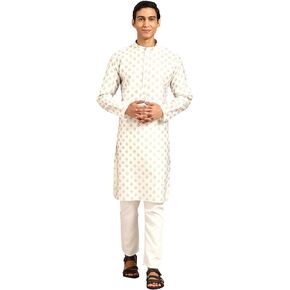 Men's Cotton Kurta Pajama Set Indian Party Traditional Ethnic Tunic Dress Wedding
