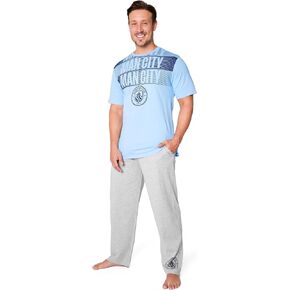 Manchester City FC Mens Pyjamas Set Nightwear T-Shirt Long Bottoms PJs Lounge Set Men Teenagers Man City Gifts for Men