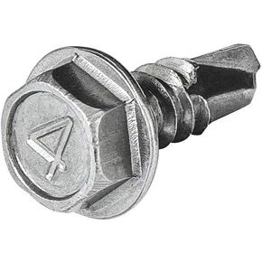 #8 x 1/2" Hex Washer Head Self-Drilling Tek Screw, Stainless Steel for Attaches Steel, Stainless Steel, Sheet Metal