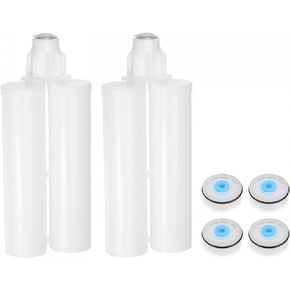 uxcell 2Pcs Epoxy Gun Adhesive Cartridge, 192mm Plastic Resin Mixer Dual Glue Cartridge with Gray Piston for 200ml/6.8oz 1:1 AB Glue Adhesive Gun