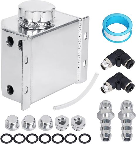 Coolant Radiator Tank Reservoir Expansion Overflow Tank Universal 1L Aluminum Black in Saudi Arabia