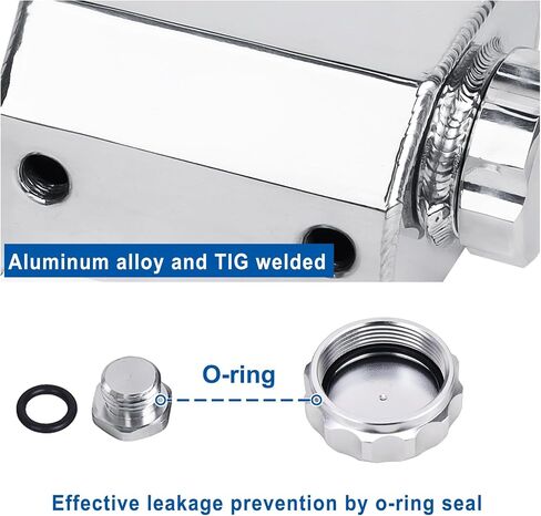 Coolant Radiator Tank Reservoir Expansion Overflow Tank Universal 1L Aluminum Black in Saudi Arabia