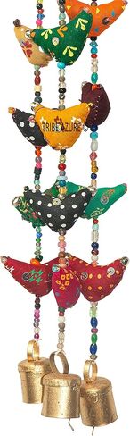 قبيلة أزور التجارة العادلة الطيور بوهو جدار ديكور جرس معلق، جدار الباب غرفة المعيشة غرفة نوم الفن ديكور ملون الحيوان البوهيمي الهبي الغجر الرنين العرقي in Kuwait