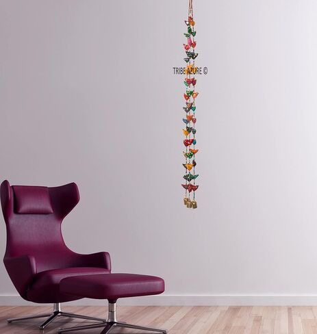 قبيلة أزور التجارة العادلة الطيور بوهو جدار ديكور جرس معلق، جدار الباب غرفة المعيشة غرفة نوم الفن ديكور ملون الحيوان البوهيمي الهبي الغجر الرنين العرقي in Kuwait