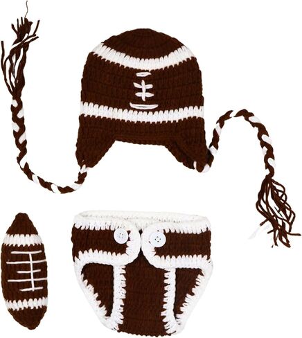 Baby Photography Outfits Crochet Knitted Football Player Outfits Newborn Photo Sports Costume 0-1 Month in Saudi Arabia