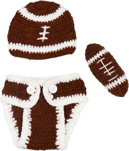 Baby Photography Outfits Crochet Knitted Football Player Outfits Newborn Photo Sports Costume 0-1 Month in Kuwait