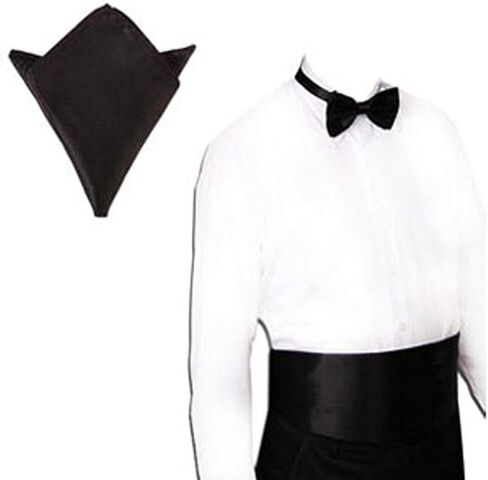 jojofuny 3 قطع الحرير Cummerbund ربطة عنق منديل الحرير الرجل المحترم مجموعة بدلة الرجل الملحقات للأعمال الزفاف مأدبة (أسود) in Kuwait