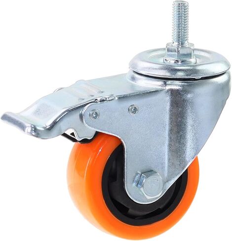 عجلات عجلات جذعية شديدة التحمل M10-1.5X25mm قفل مزدوج بدون ضوضاء من مادة PVC ذات عجلات جذعية ملولبة حزمة من 4 عجلات لطاولة العمل، دوللي، الأثاث (5 بوصة، برتقالي) in Kuwait