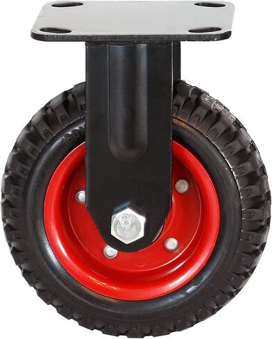 POWERTEC 8 Inch Caster Wheels Set of 4, Heavy Duty Fixed Plate Casters with Rubber Knobby Tread for Workbench, Dolly, Cart, Trolley, Wagon and Chicken Coop, Large Rubber Castor Wheels (17053-P4) in Saudi Arabia