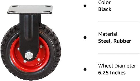 POWERTEC 8 Inch Caster Wheels Set of 4, Heavy Duty Fixed Plate Casters with Rubber Knobby Tread for Workbench, Dolly, Cart, Trolley, Wagon and Chicken Coop, Large Rubber Castor Wheels (17053-P4) in Saudi Arabia