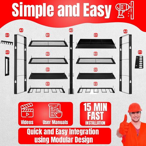 DiDaDy Power Tool Organizer Wall Mount - 7 Drill Holder Wall Mount - 4 Layers Heavy Duty Metal Tool Storage for Drill, Screwdriver, Pliers and Hammer in Saudi Arabia