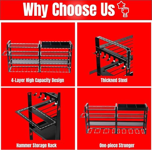 DiDaDy Power Tool Organizer Wall Mount - 7 Drill Holder Wall Mount - 4 Layers Heavy Duty Metal Tool Storage for Drill, Screwdriver, Pliers and Hammer in Saudi Arabia