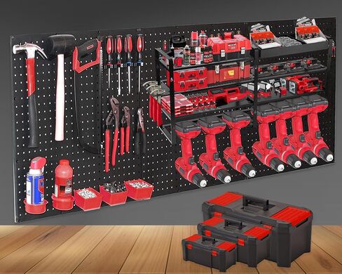 DiDaDy Power Tool Organizer Wall Mount - 7 Drill Holder Wall Mount - 4 Layers Heavy Duty Metal Tool Storage for Drill, Screwdriver, Pliers and Hammer in Saudi Arabia