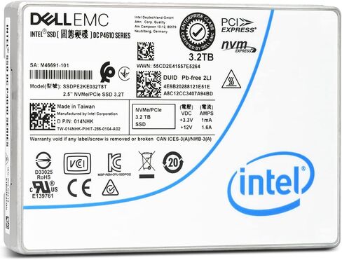 Dell Intel P4610 3.2 تيرابايت PCIe Gen3 x4 NVMe U.2 2.5 بوصة Enterprise SSD - SSDPE2KE032T8TB in Kuwait