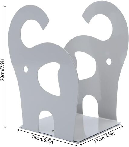Cartoon Elephant Pattern Book Organizer Cute Metal Bookends for Kids School Library Desk Study Home Office Decoration Gift(Gray) in Saudi Arabia