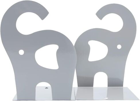 Cartoon Elephant Pattern Book Organizer Cute Metal Bookends for Kids School Library Desk Study Home Office Decoration Gift(Gray) in Saudi Arabia