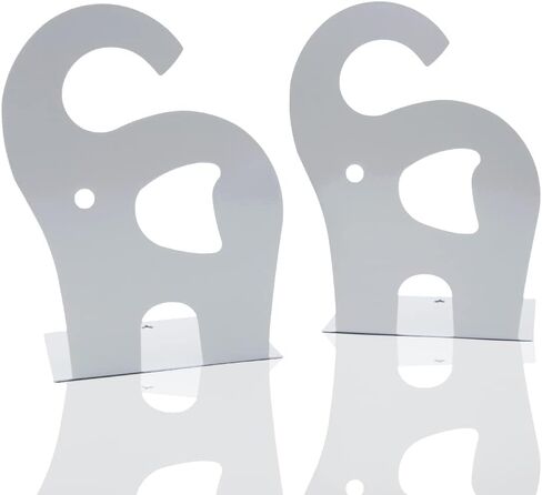 Cartoon Elephant Pattern Book Organizer Cute Metal Bookends for Kids School Library Desk Study Home Office Decoration Gift(Gray) in Saudi Arabia