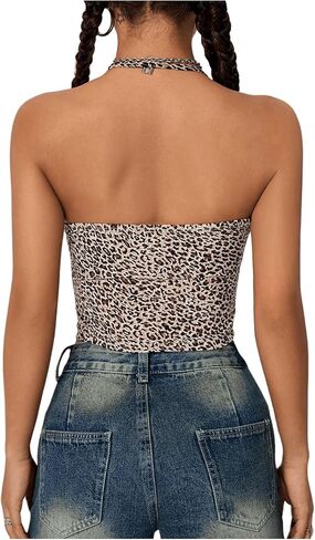 SOLY HUX Women's Music Festival Outfits V Neck Sleeveless Halter Tops Ruched Backless Cami Crop Top in Saudi Arabia