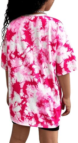 Floerns Girl's Heart Print Half Sleeve Round Neck Drop Shoulder Tee Shirts in Saudi Arabia