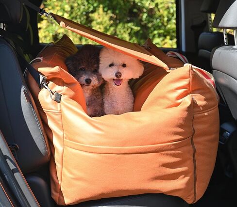 Pet Car Booster Seat for Large Dog and Cat Bumper Cushion Bed with Harness for Long Drive Made of Scratch-Resistant and Water-Resistant Materials (Large, Gray) in Saudi Arabia