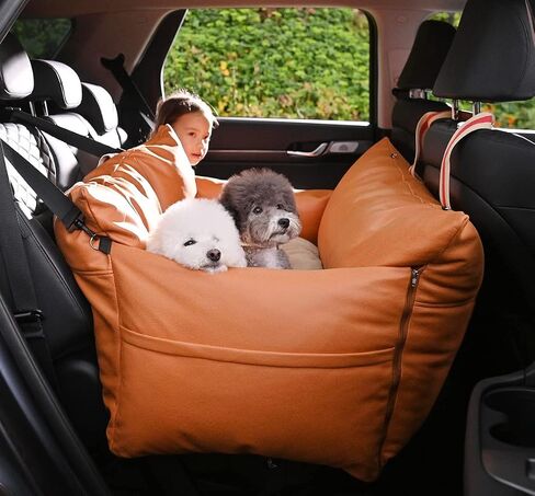 Pet Car Booster Seat for Large Dog and Cat Bumper Cushion Bed with Harness for Long Drive Made of Scratch-Resistant and Water-Resistant Materials (Large, Gray) in Saudi Arabia