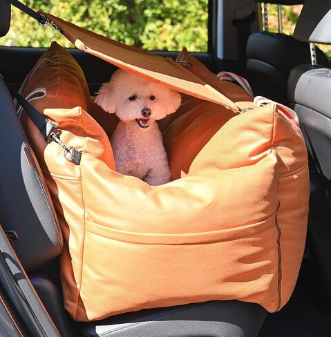 Pet Car Booster Seat for Large Dog and Cat Bumper Cushion Bed with Harness for Long Drive Made of Scratch-Resistant and Water-Resistant Materials (Large, Gray) in Saudi Arabia