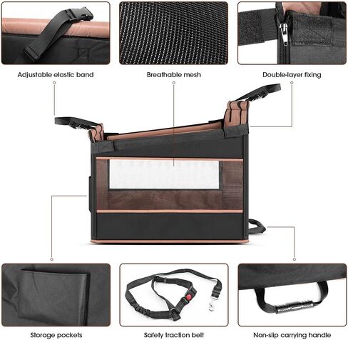 مقعد سيارة كبير للكلاب من أنزوم مع حزام أمان وحقيبة تخزين جانبية in Kuwait