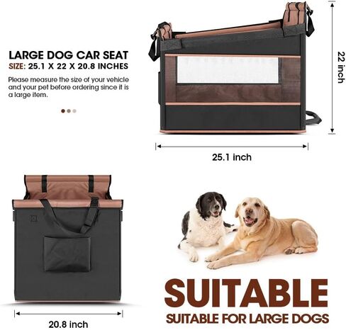 مقعد سيارة كبير للكلاب من أنزوم مع حزام أمان وحقيبة تخزين جانبية in Kuwait